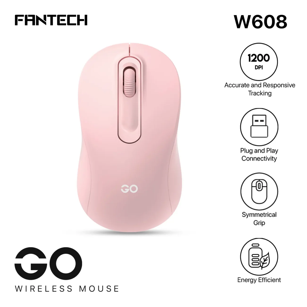 Fantech-Go-W608-Wireless-Mouse-Pink