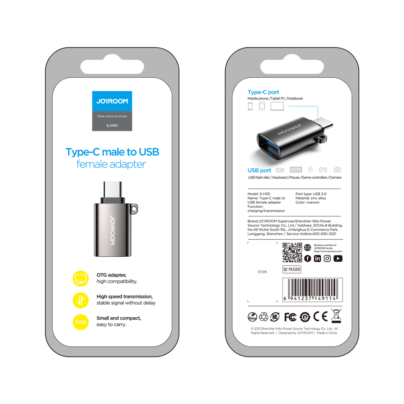 Joyroom-S-H151-Type-C-Male-to-USB-Female-Adapter