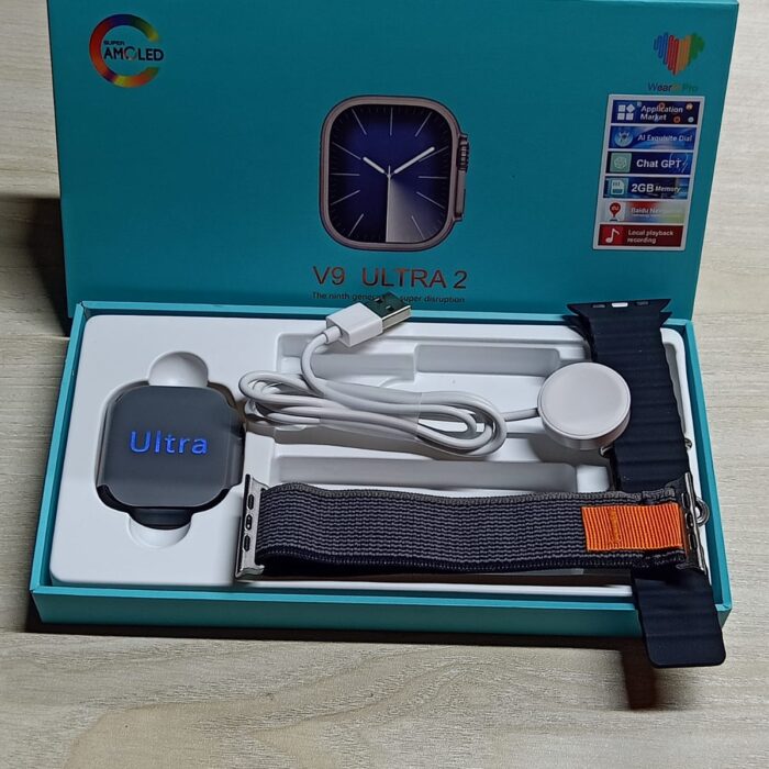V9 Ultra 2 Smartwatch – Black Color