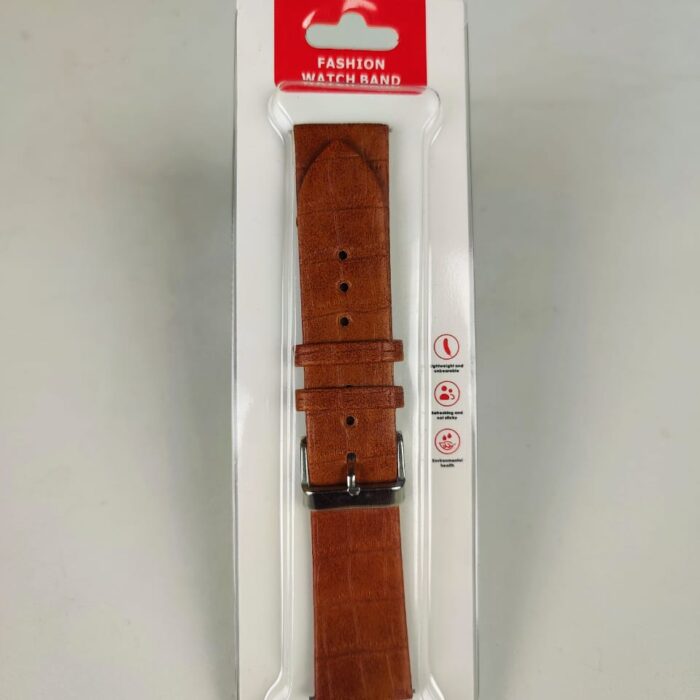 22mm Leather Strap for Smartwatch – Brown Color