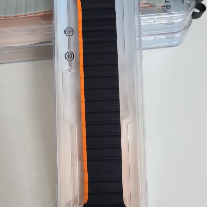 Stop Line Magnet Strap For Smart Watch- 42/44/45/49mm- Black+Orange Color