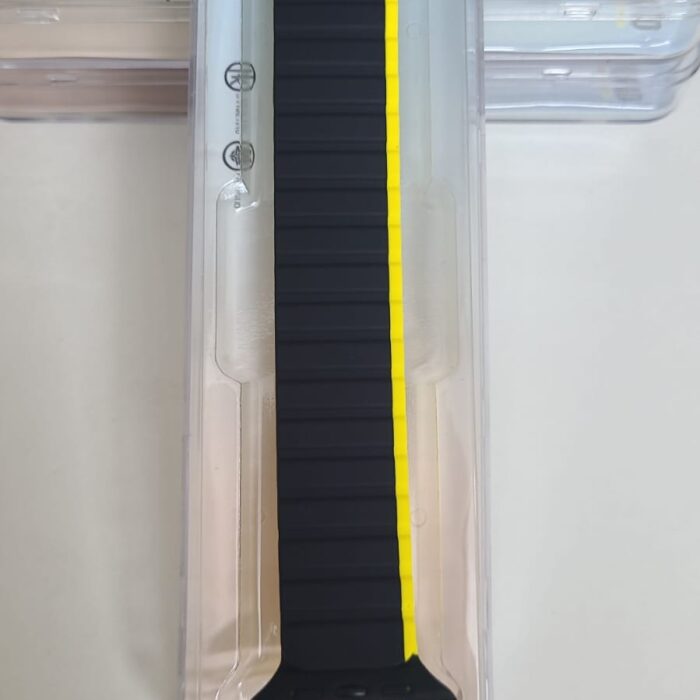 Stop Line Magnet Strap For Smart Watch- 38/40/41mm- Black +Yellow Color