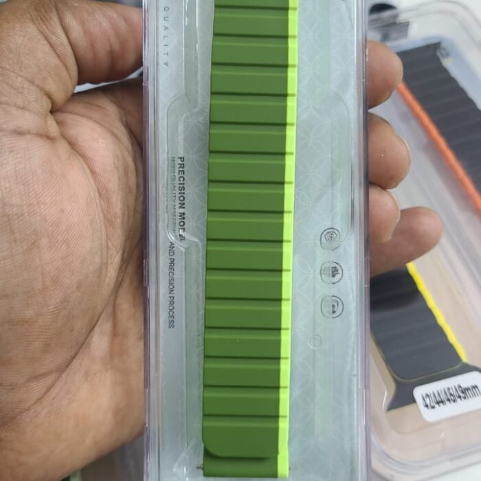 Stop Line Magnet Strap For Smart Watch- 20 mm- Green+Light Yellow