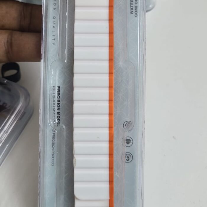 Stop Line Magnet Strap For Smart Watch- 38/40/41mm- White+Orange Color