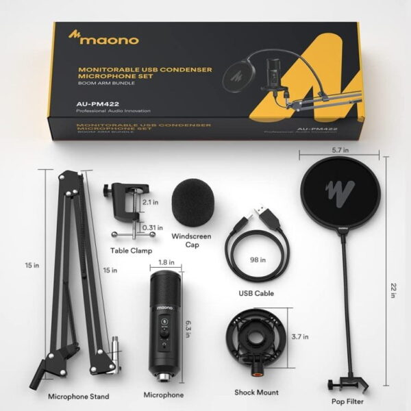 MAONO AU-PM422 Professional Cardioid Condenser Mic With Touch Mute Button