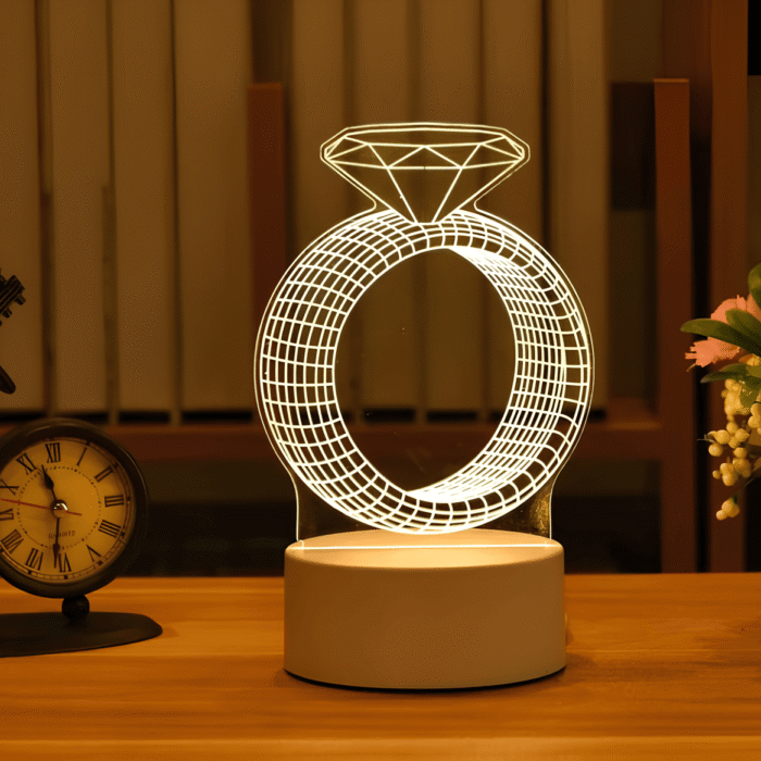 GearUP Acrylic Multicolor Night Lamp White (Diamond Ring)