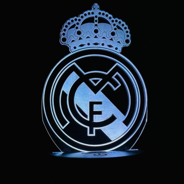 GearUP Acrylic Multicolor Night Lamp (Real Madrid FC ) – Black