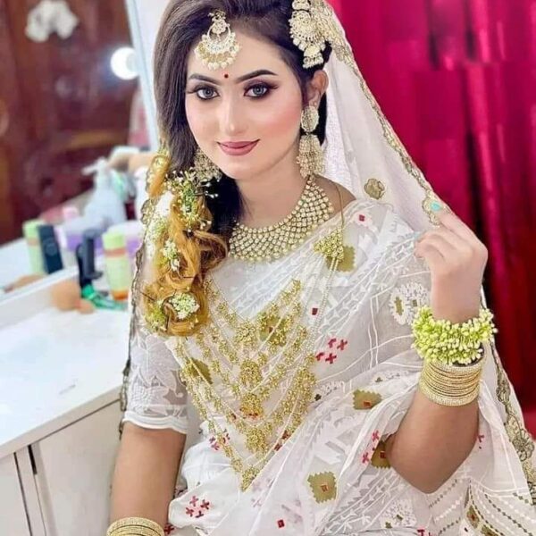 হাফ সিল্ক স্ক্রিন প্রিন্ট শাড়ি - 28892