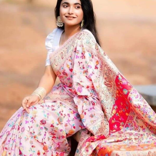 হাফ সিল্ক স্ক্রিন প্রিন্ট শাড়ি - 28863