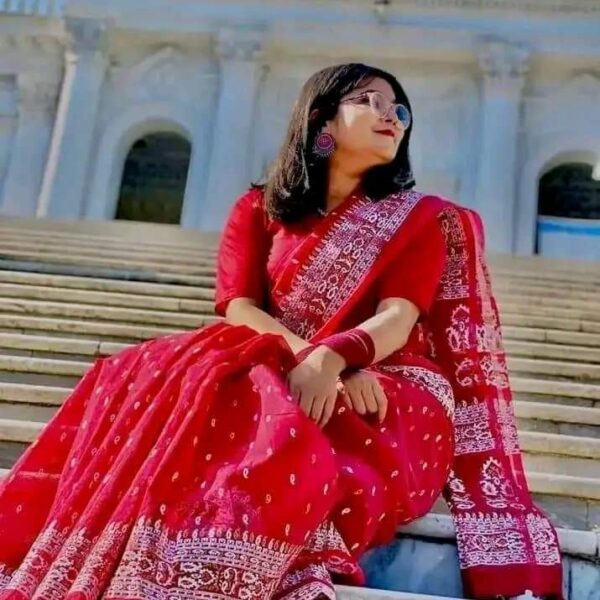 হাফ সিল্ক স্ক্রিন প্রিন্ট শাড়ি - 28828