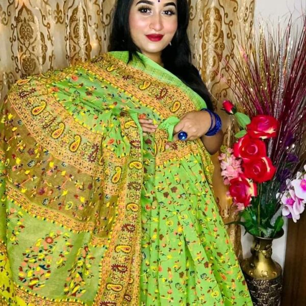 হাফ সিল্ক স্ক্রিন প্রিন্ট শাড়ি - 28826