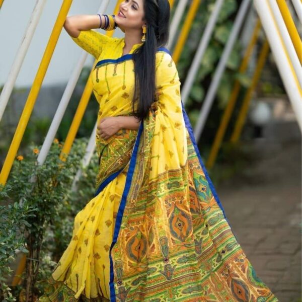 হাফ সিল্ক স্কিন প্রিন্ট শাড়ি - 28558