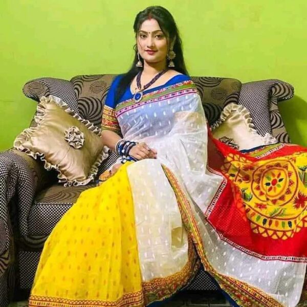 হাফ সিল্ক স্কিন প্রিন্ট শাড়ি - 28557