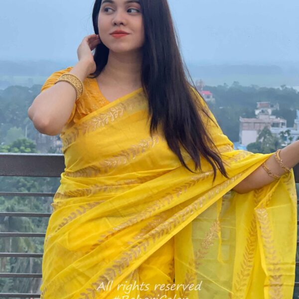 Block Print Sharee with Blouse Piece - 27926