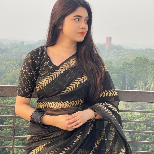 Block Print Sharee with Blouse Piece - 27925
