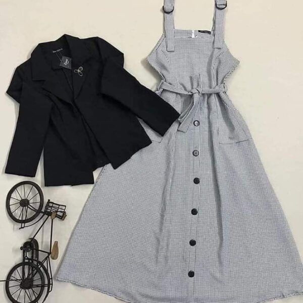 Western Denim style Ladies Blazer Gown Tops-40335