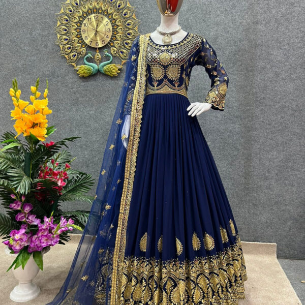 রেডিমেড জর্জেট এমব্রয়ডারি পার্টি ড্রেস - 39407