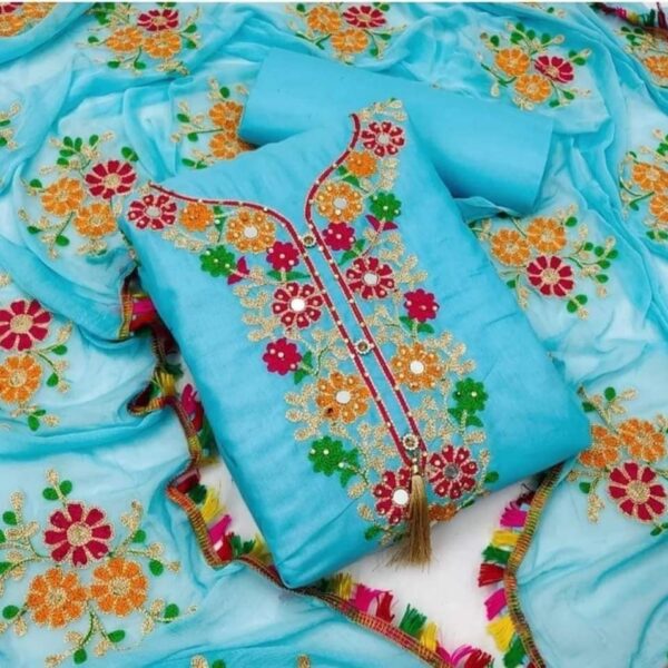 কাশ্মীরী আড়ি এম্ব্রডারী থ্রি-পিচ-39999