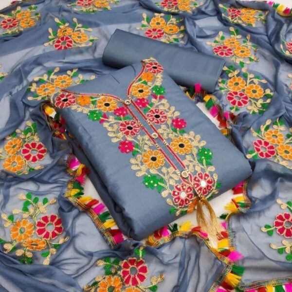 কাশ্মীরী আড়ি এম্ব্রডারী থ্রি-পিচ-40001
