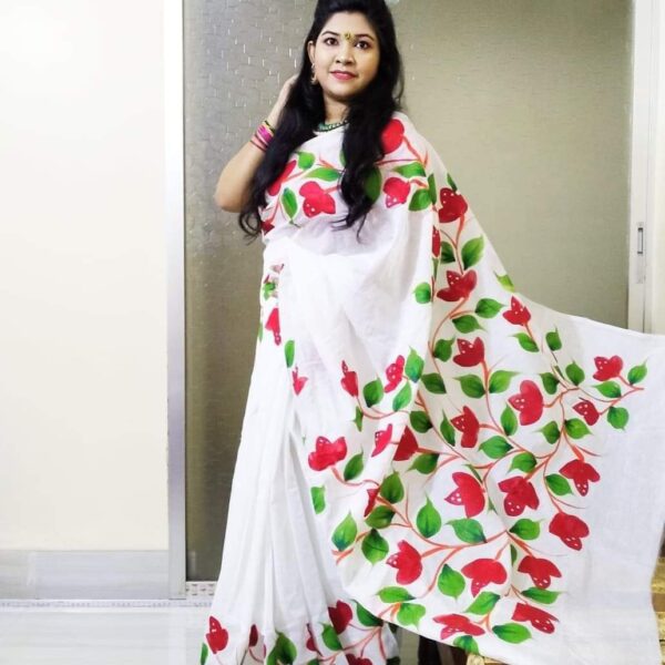 Hand Print Half Silk Sharee-30793