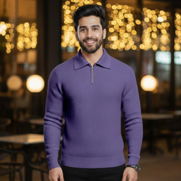 Men's Rib high Neck Sweater (Half zipper)