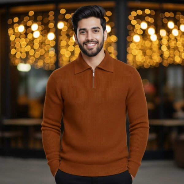 Men's Rib high Neck Sweater (Half zipper)