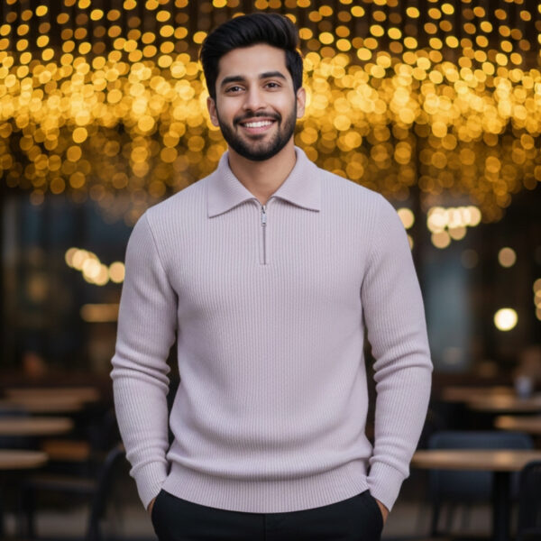 Men's Rib high Neck Sweater (Half zipper)