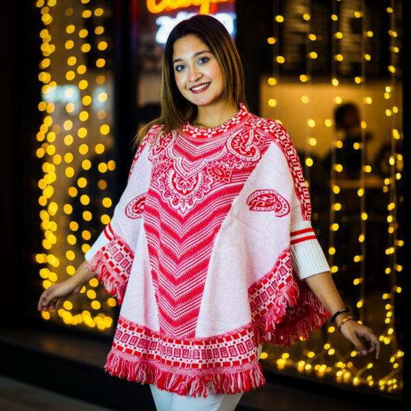 Premium Poncho (White & Red) - KG