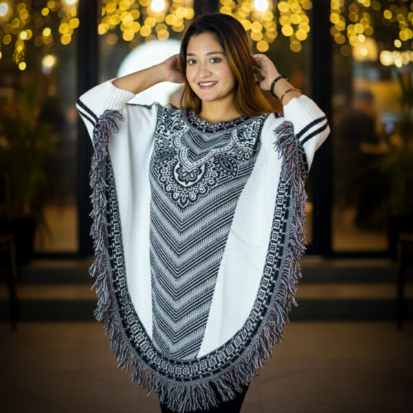 Premium Poncho (White & Black) - KG